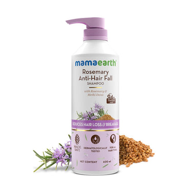 Mamaearth Rosemary Anti-Hair Fall Shampoo with Rosemary & Methi Dana for Reducing hair Loss & Breakage - 600 ml | Up to 94% Stronger Hair | Up to 93% Less Fall | Sulphate Free Shampoo | For Men and Women